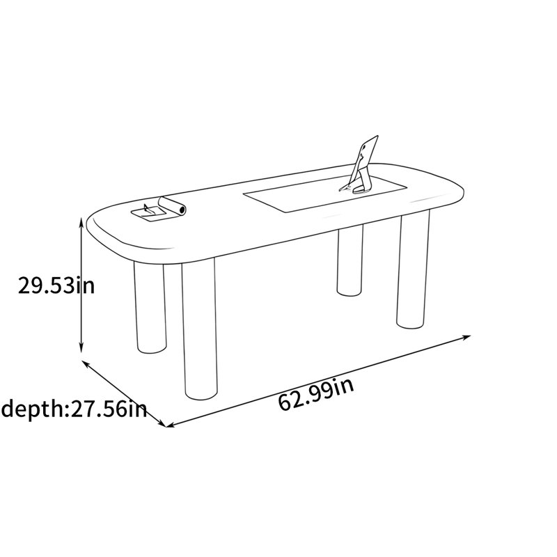 Bureau simple et moderne, H 29,53 po x l 62,99 po x P 27,56 po