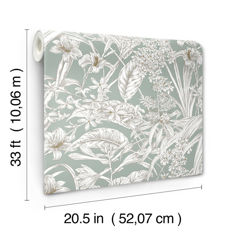 Toiles Resource Library Vinyl Wallpaper Double Roll, Seamist & Taupe