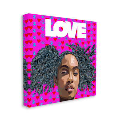 " Patterned Pink Love Peace Sign Hearts Person " by Lynnda Rakos