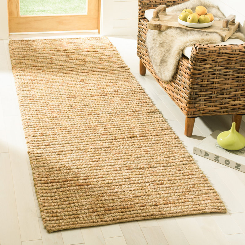 Tapis doré tissé à plat à la main Ferrera, Tapis de couloir 2 pi 6 po x 6 pi