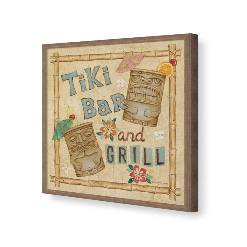 «Tiki Bar» par David Carter, reproduction d'art, H 20 po x l 20 po, Brun