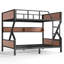 Full Over Full Bunk Bed, Metal Bunk Bed With Storage Shelves And Lights, Space-Saving & Noise-Free Design