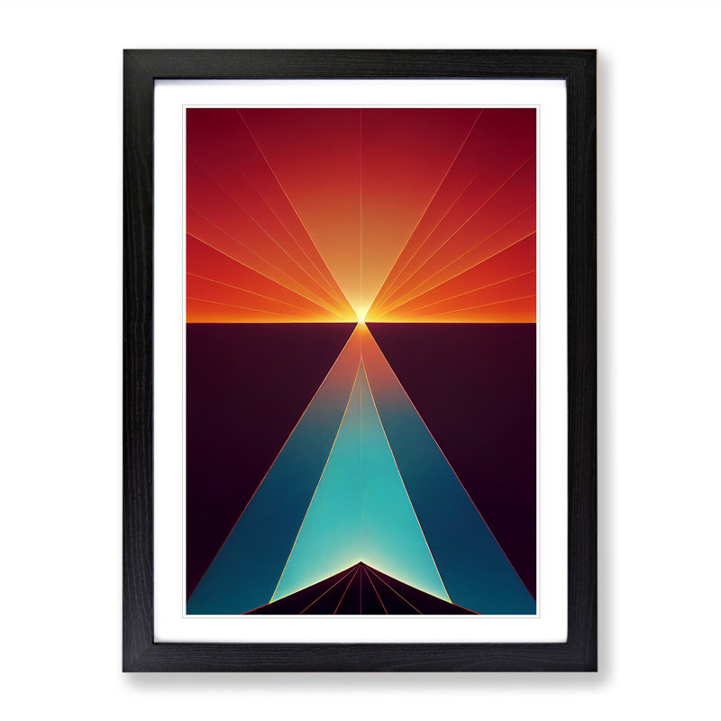 Powerful Abstract Sunset - Wall Art, Black Framed, 66cm H x 48cm W, White
