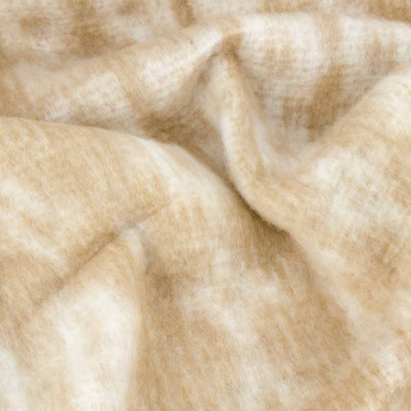 Laughton Abstract Machine Woven Blanket with Fringe, Yellow