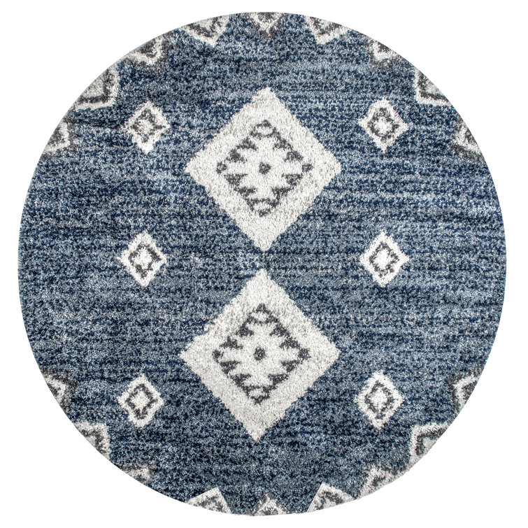 Hassan Geometric Blue Area Rug