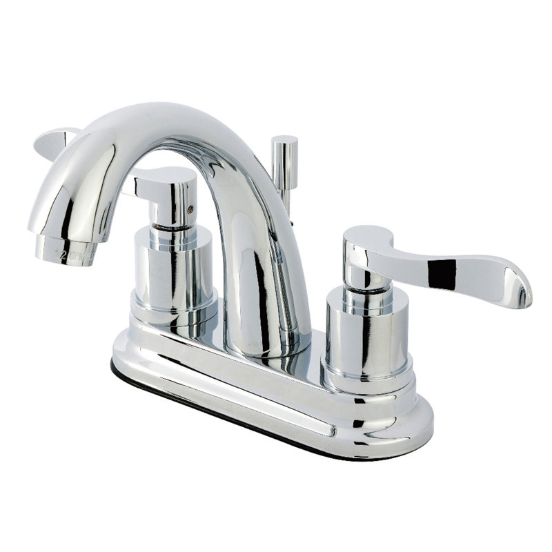 Robinet de salle de bain central à avec ensemble de drain bain, Chrome poli