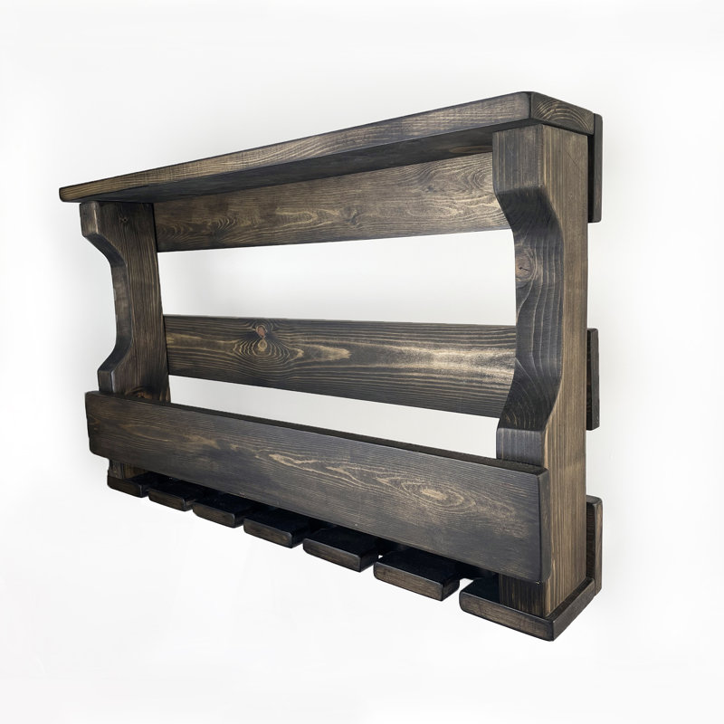 Marquand 8 - Bottle Solid Wood Wine Bottle & Glass Rack, Gray