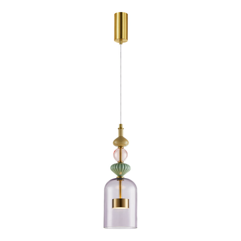 Arte 1 - Light LED Cylinder Pendant, 149cm H x 14cm W x 14cm D, Gold, Gold