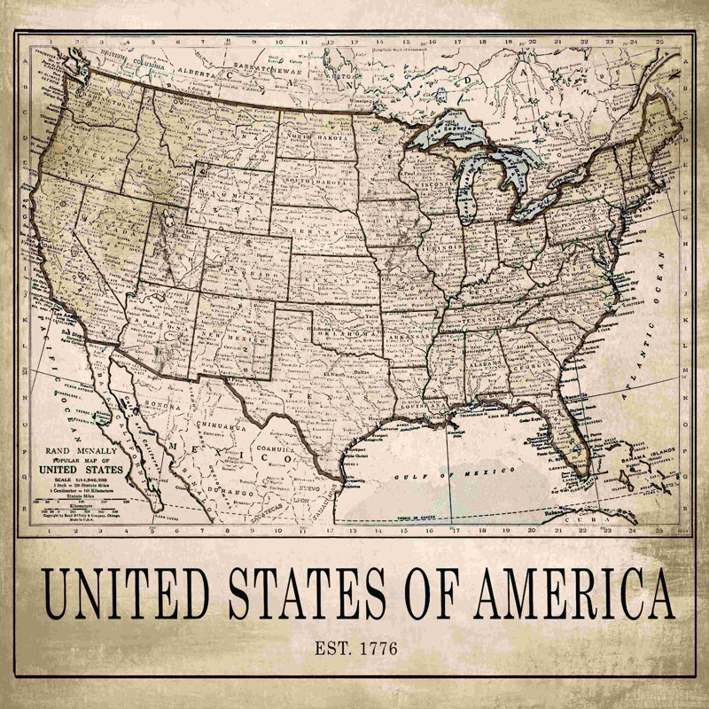 " United States Map Distressed ", 12" H x 12" W  