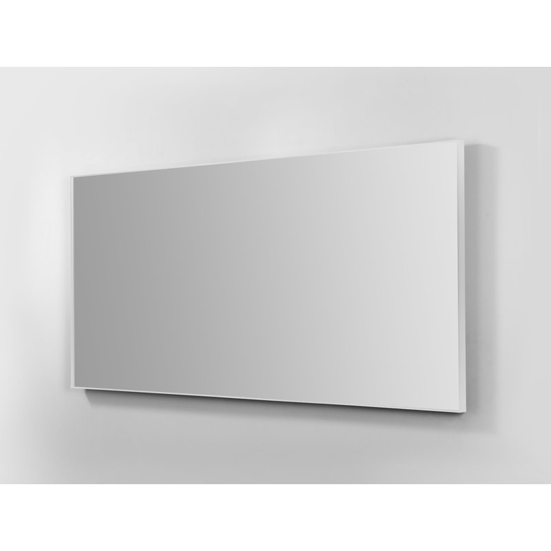 Aliyannah Solid Metal Frame Flat Mirror, 27.5" H x 55" W x 0.25" D, Matte White