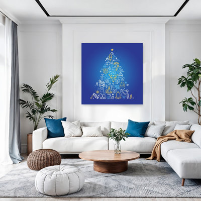 Festive Icon Christmas Tree Modern Abstract Christmas Tree Winter Landscape, reproduction d'art mural