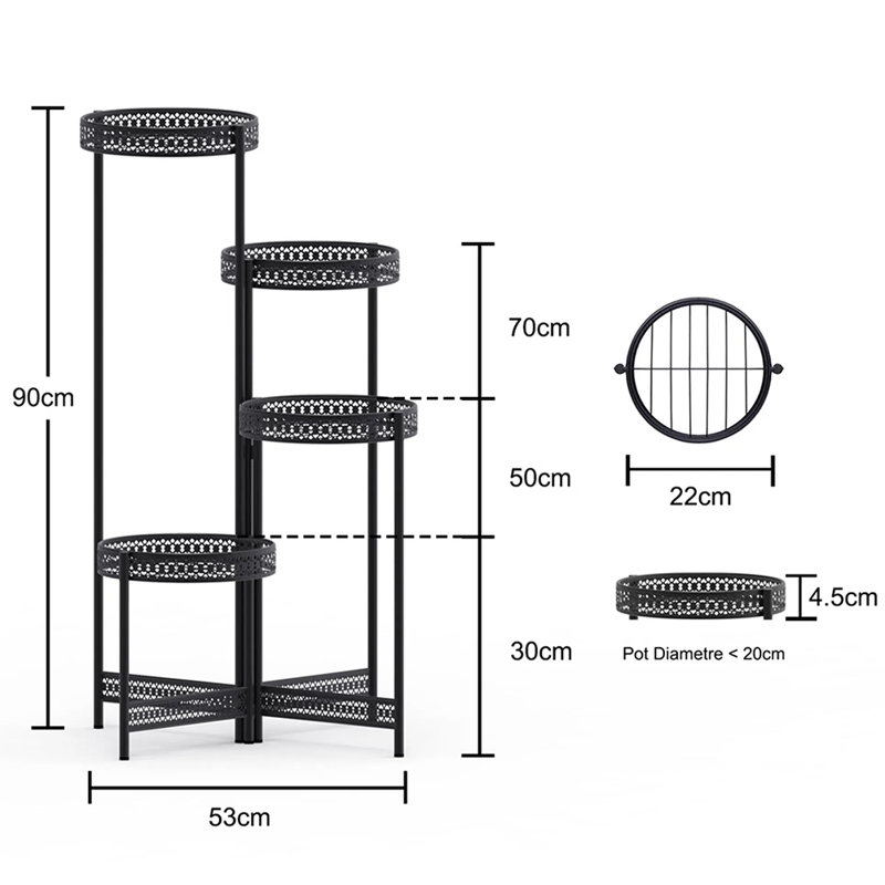 Plant Stand, 90cm H x 53cm W x 53cm D, Black