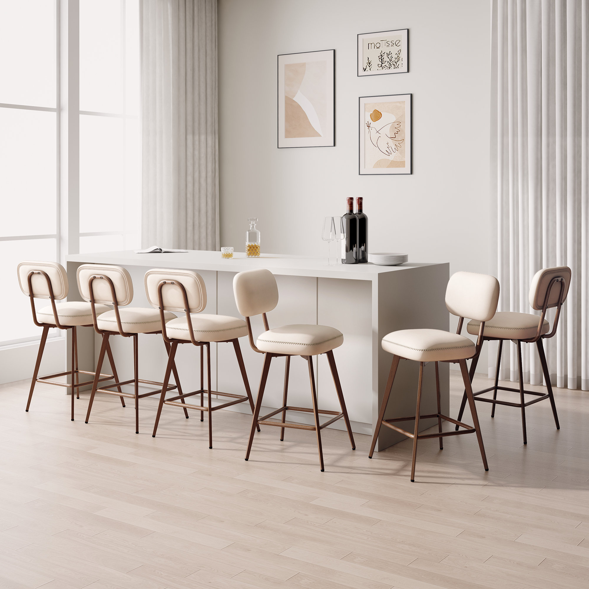 17 Stories Upholstered Swivel Bar Stools with Metal Frame & Reviews