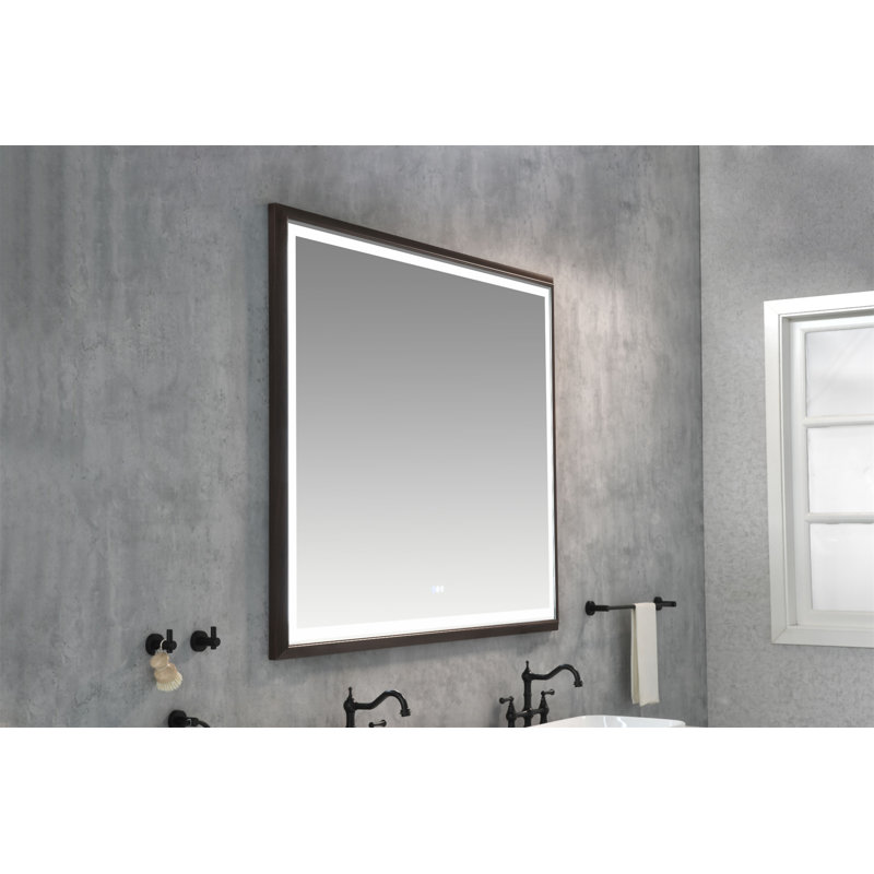 Miroir de salle de bain 118 "x 36" à DEL avec cadre en aluminium, 36 po x 118 po, Noir mat