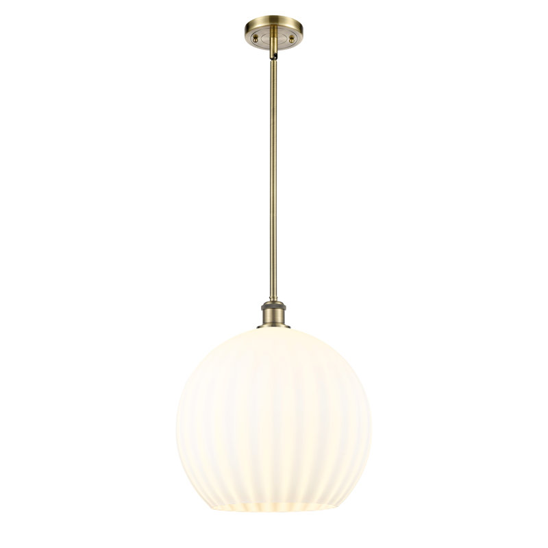 Luminaire suspendu 1 lumière Sabanc, Laiton antique, H 16,63 po x l 13,75 po x P 13,75 po