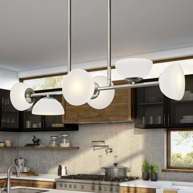 Luminaire suspendu rectangulaire à 6 lumières Keshayla