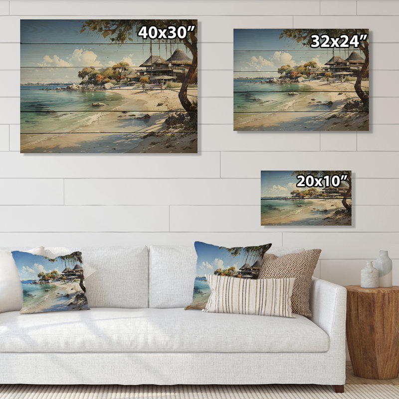 Negril Beach, Jamaïque II sur bois, H 10 po x l 20 po x P 0,78 po