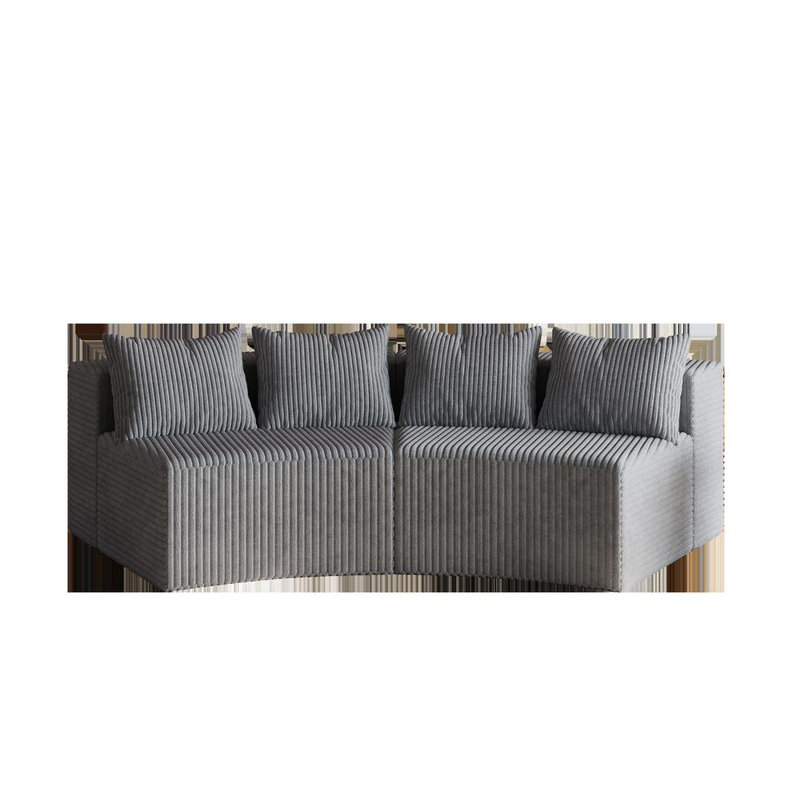 55'' Wide Upholstered Sectional, Gray Corduroy