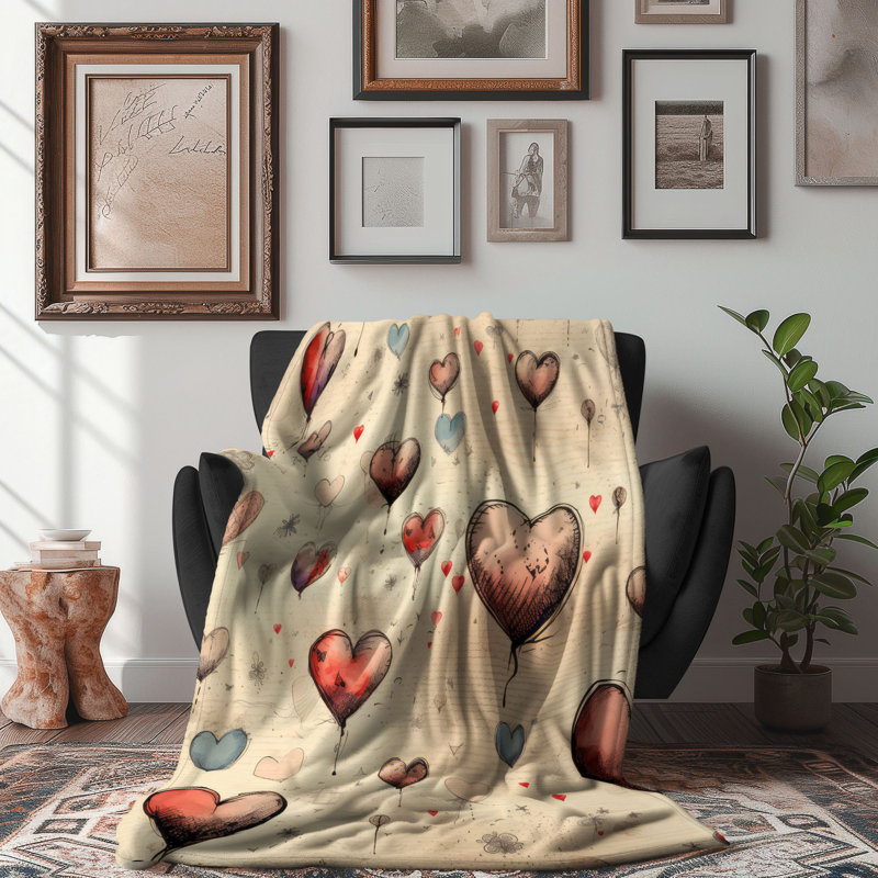 Jeté 1 pièce Sherpa, 50 po x 60 po, Timeless Heart Whispers