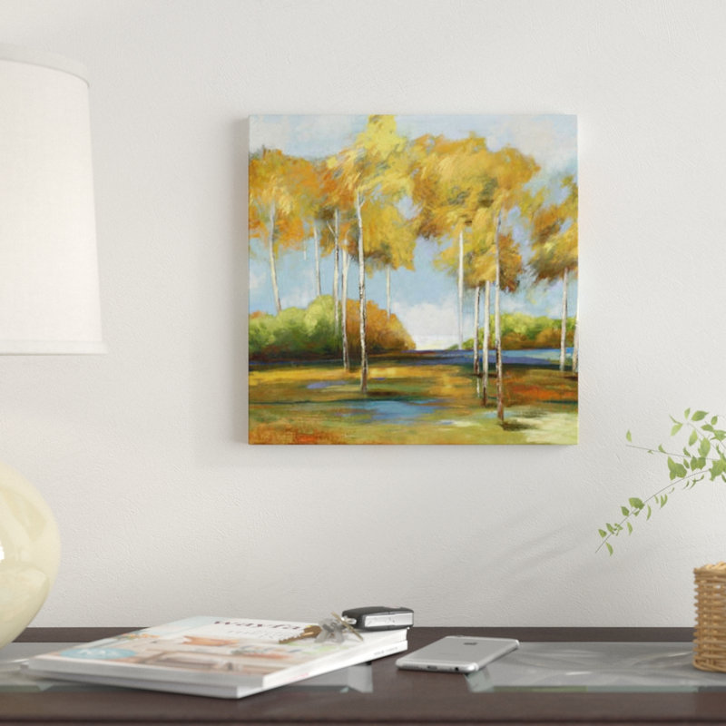 « aéré birches », impression sur toile, H 18 po x l 18 po x P 1,5 po, Toile avec cadre noir, Pas de tapis