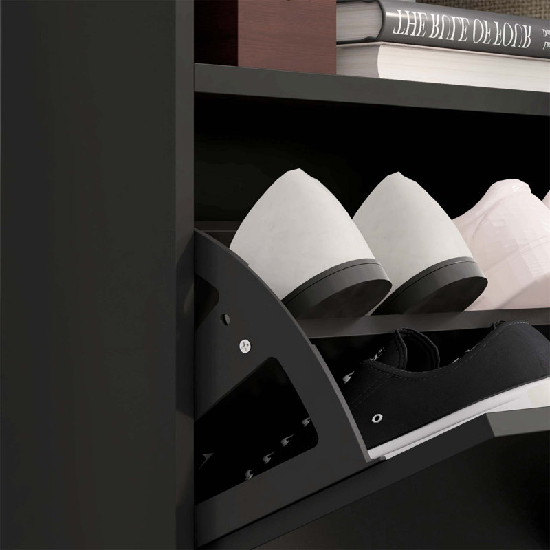 16 Pair Flip Down Shoe Storage, Black