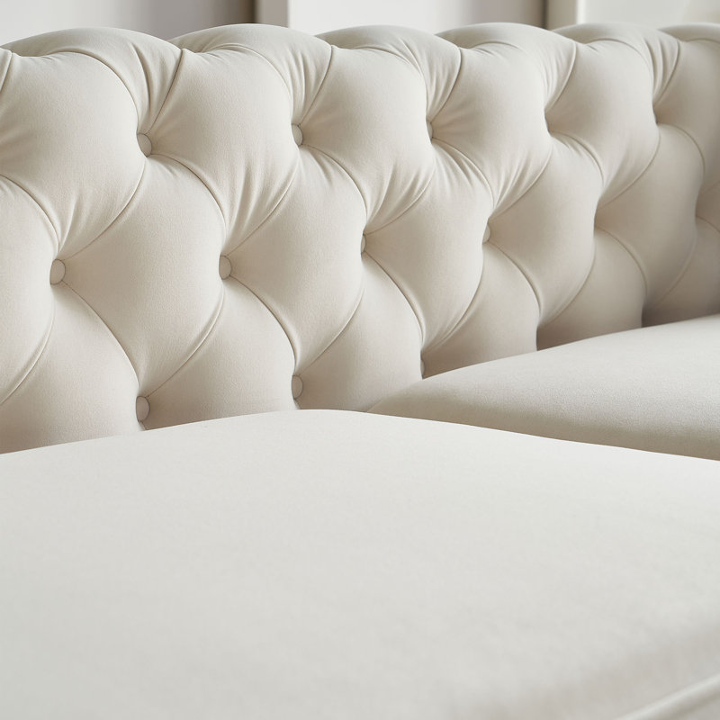 86 Wide Luxury Modern Tufted Sofa for Living Room, Beige