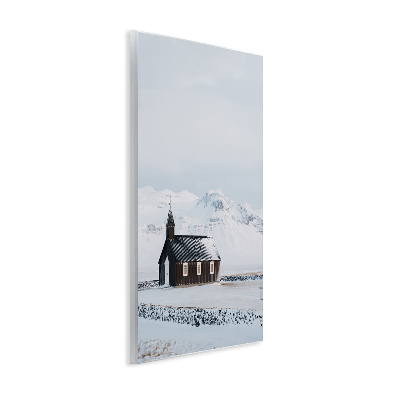 Icelandic Church Snowscape Wall Plaque, design by Jade Sharp Photo, 15" H x 10" W