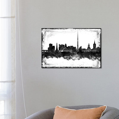 Dublin Black And White Film by WallDecorAddict - Wrapped Canvas Print