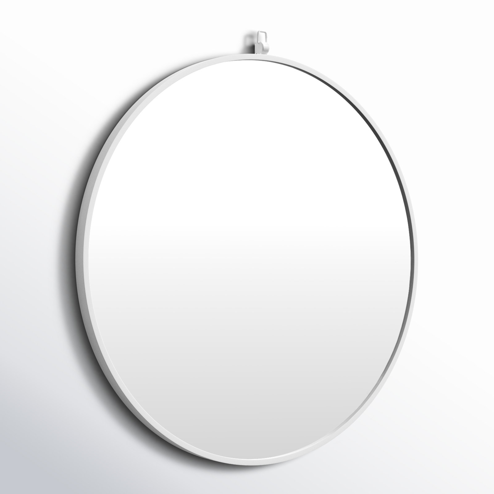 Cassie Metal/Manufactured Wood Round Wall Mirror, 21" x 21", White