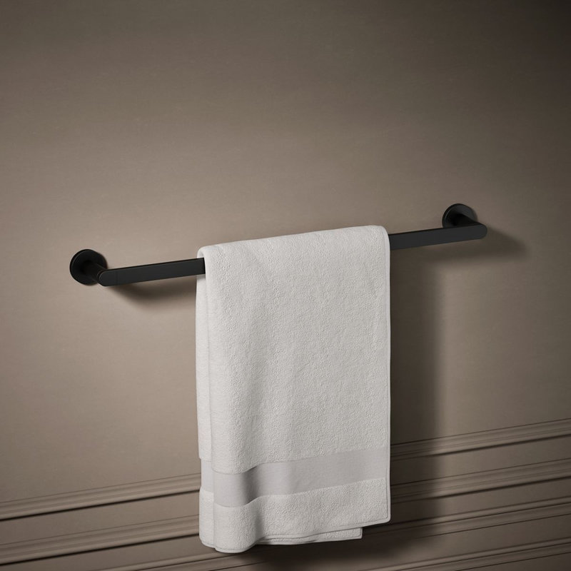Composed Wall Mounted Towel Bar, Matte Black, 24"W