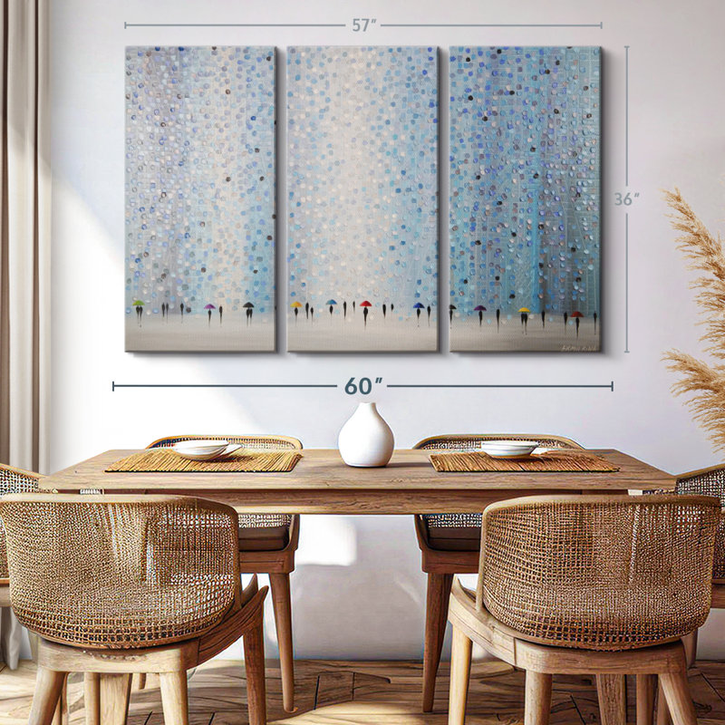 " Little Umbrellas " 3 - Pieces, 36" H x 57" W