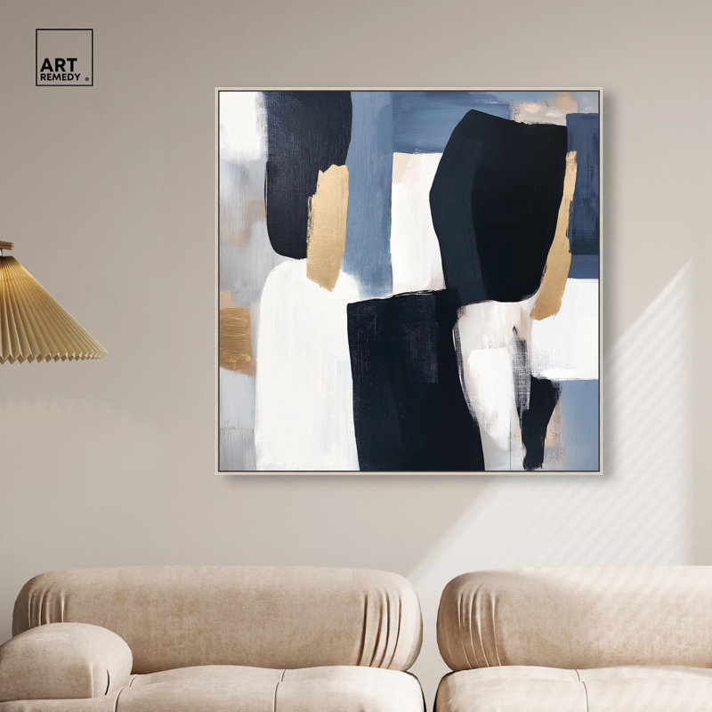 Toile assemblée «Pallete I» par Art Remedy, H 25 po x l 25 po, Cadre flottant, Silver