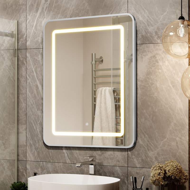 Armoire à pharmacie de salle de bain, armoire encastrée ou à surface éclairée, H 30 po x l 20 po x P 5 po, Argent argent