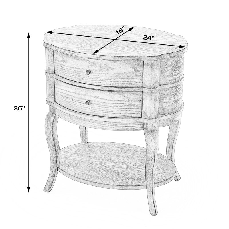 Jarvis Oval 2-Drawer Side Table, Plantation Cherry