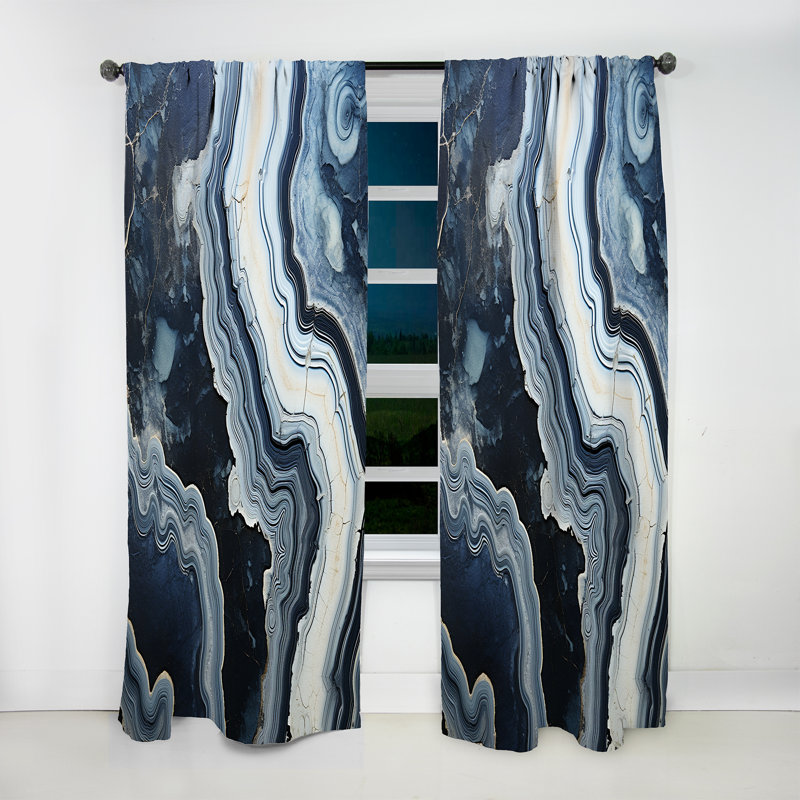 Beadel Blue Stone Geode Minimalism I - Traditional Curtain - Velvet Room Darkening - 1 panel, 52" W x 90" L