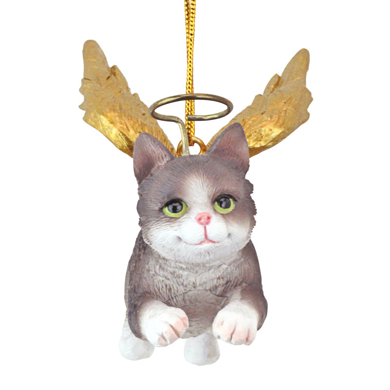 Feline Grey Tabby Cat Angel Holiday Ornament