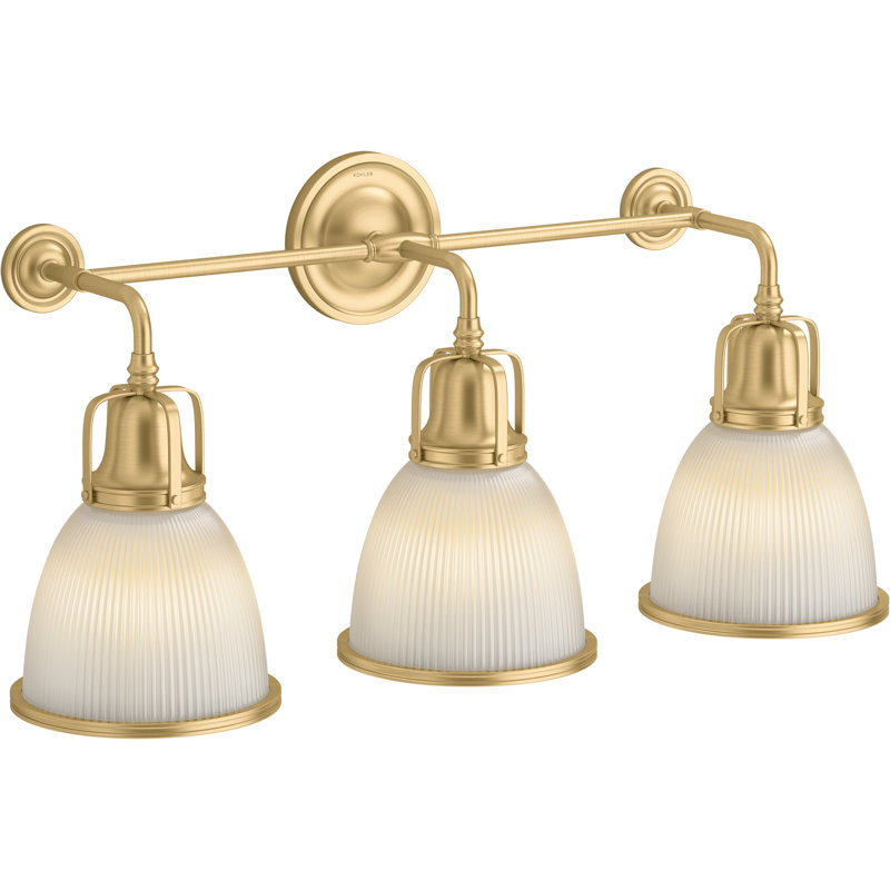 Hauksbee Three-Light Bell Sconce, Gold, 13.62" H x 28.12" W x 9.62" D