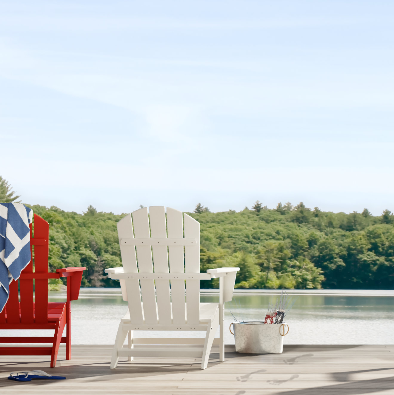 Nautical Adirondack Chair, White