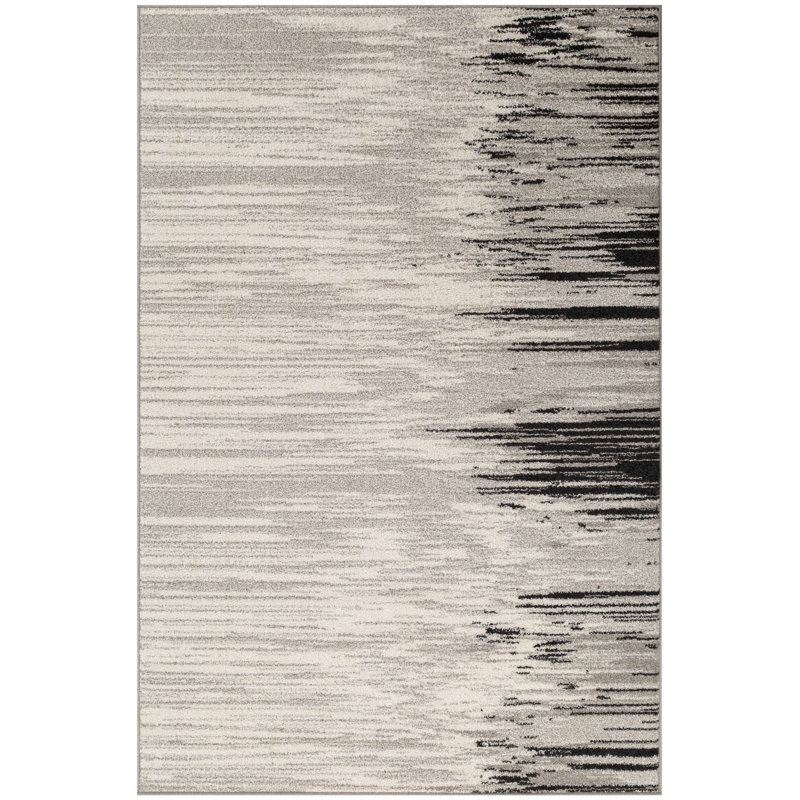 Tapis abstrait gris / noir Gwyn, Rectangle 3 pi 3 po x 4 pi 11 po