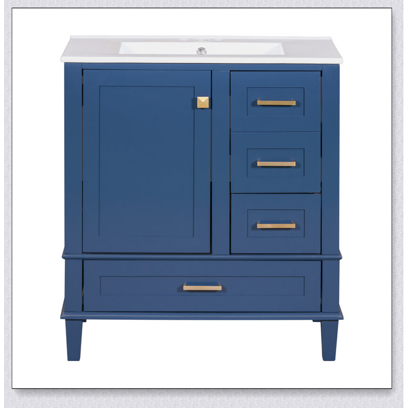 Ensemble de meuble-lavabo moderne 30 po avec meuble-lavabo, Bleu