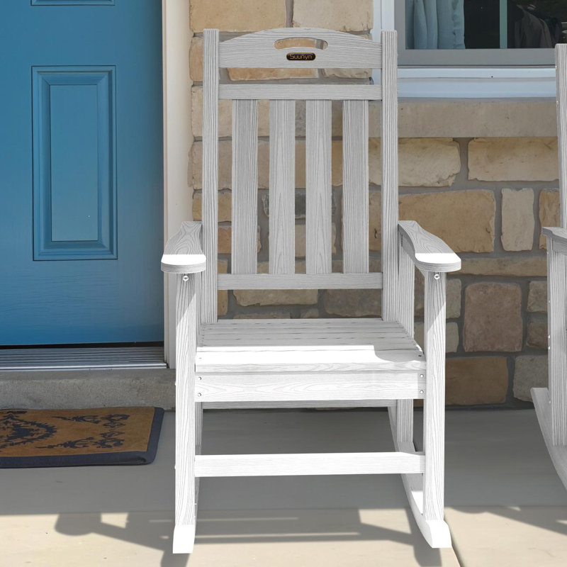 Fauteuil à bascule surdimensionné en PEHD à bascule Adirondack, Blanc