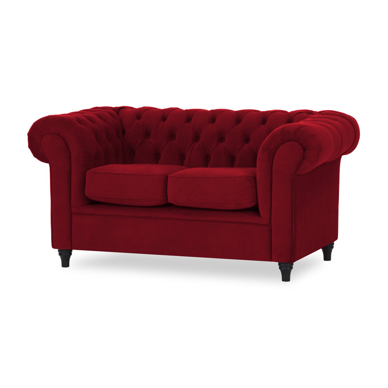 Burks 2 Seater Velvet Loveseat, Wine Red