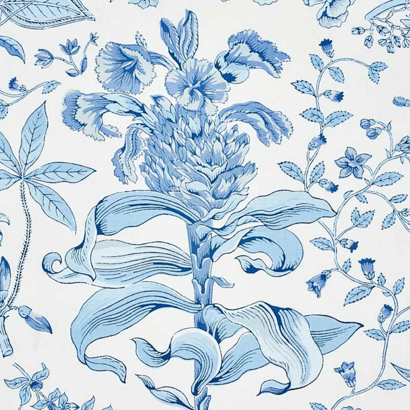 Tissu botanique grenade, Bleu