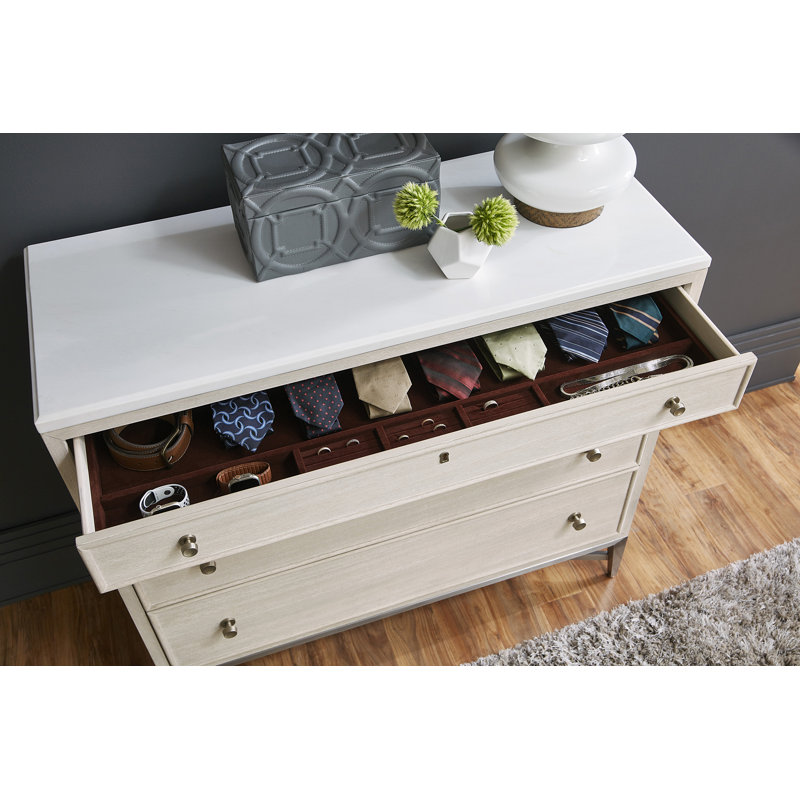 Ashby Place Beige and White 4-Drawer Bachelor's Chest with Marble Top