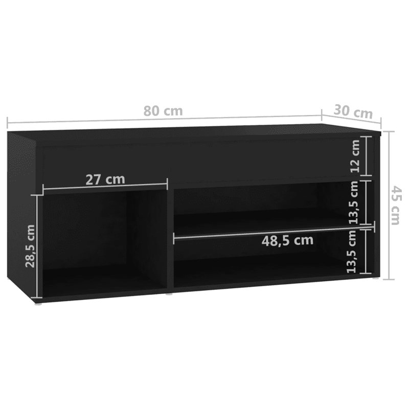 5 Pair Shoe Storage Bench, Black