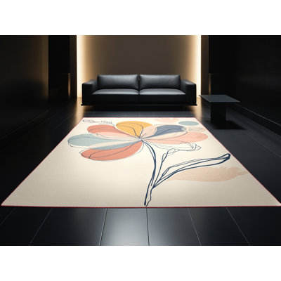 Machine Washable Delancey Easter Modern & Contemporary Abstract Rug in Beige – Rose Binding