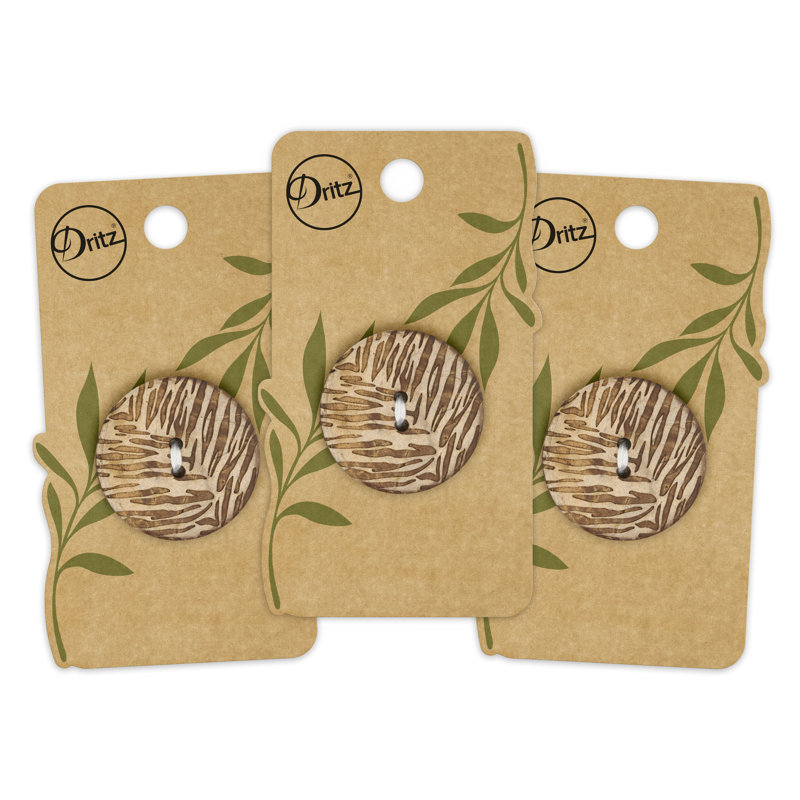 Bouton rond en noix de coco durable Dritz, 30 mm, brun clair, 3 boutons