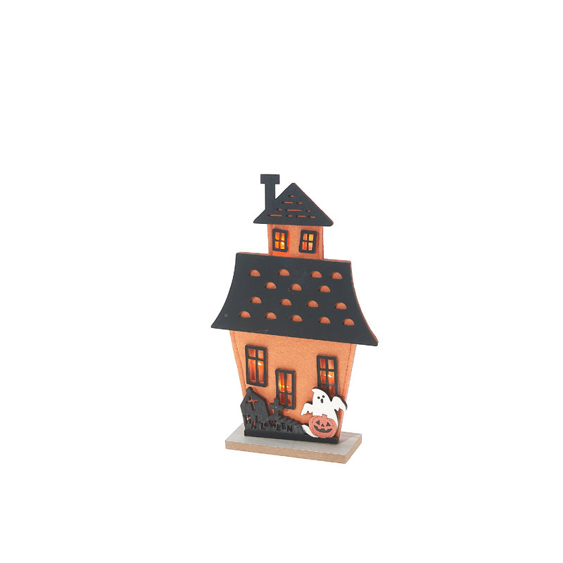 Petit décor de maison en feutre fantôme et hanté, H 10 po x l 1 po x P 6 po