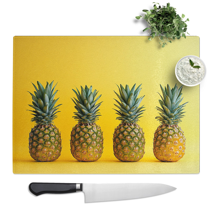 Pineapples  Glass Chopping Board