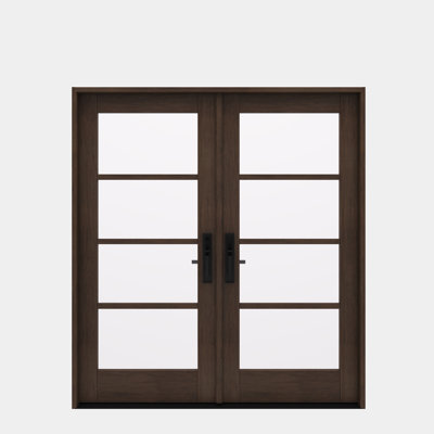 G10402-SW-80 | 80" Double Door, RTA Prehung Exterior, SDL 4 Lite, Unfinished Mahogany Wood